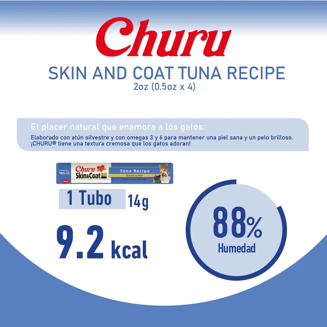 Churu Skin & Coat Tuna – Caja con 6 Bolsas (4 Tubos c/u)