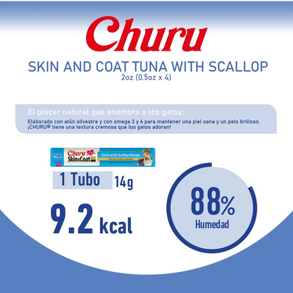 Churu Skin & Coat Tuna with Scallop – Caja con 6 Bolsas