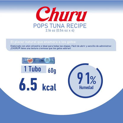 Churu Hairball Caja con 6 Bolsas (4 Tubos c/u) – Snack Cremoso para Control de Bolas de Pelo
