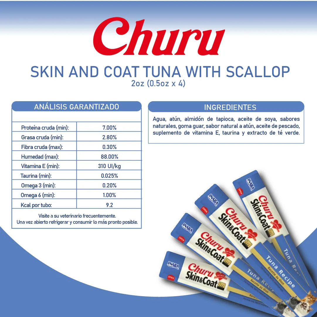 Churu Skin & Coat Tuna – Caja con 6 Bolsas (4 Tubos c/u)