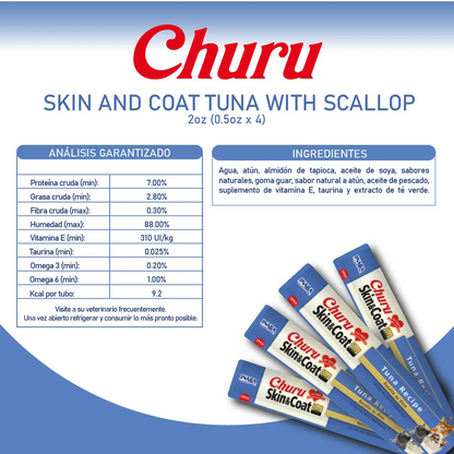 Churu Skin & Coat Tuna – Caja con 6 Bolsas (4 Tubos c/u)