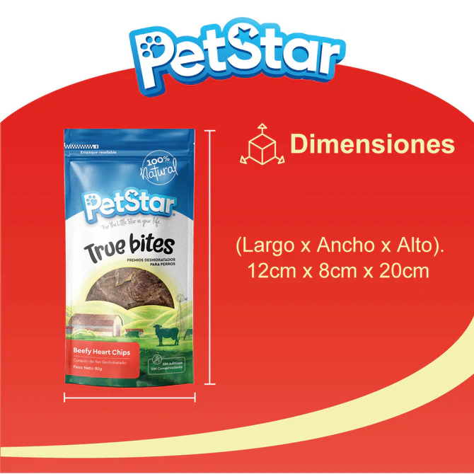 True Bites Beefy Heart Chips – Premios para Perro