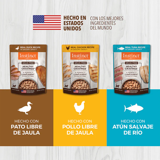 Instinct Original Healthy Cravings Alimento Húmedo para Gato, Mix de Recetas, Pack 12 sobres de 85 g