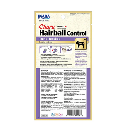 Churu Hairball Caja con 6 Bolsas (4 Tubos c/u) – Snack para Gatos Control Bolas de Pelo
