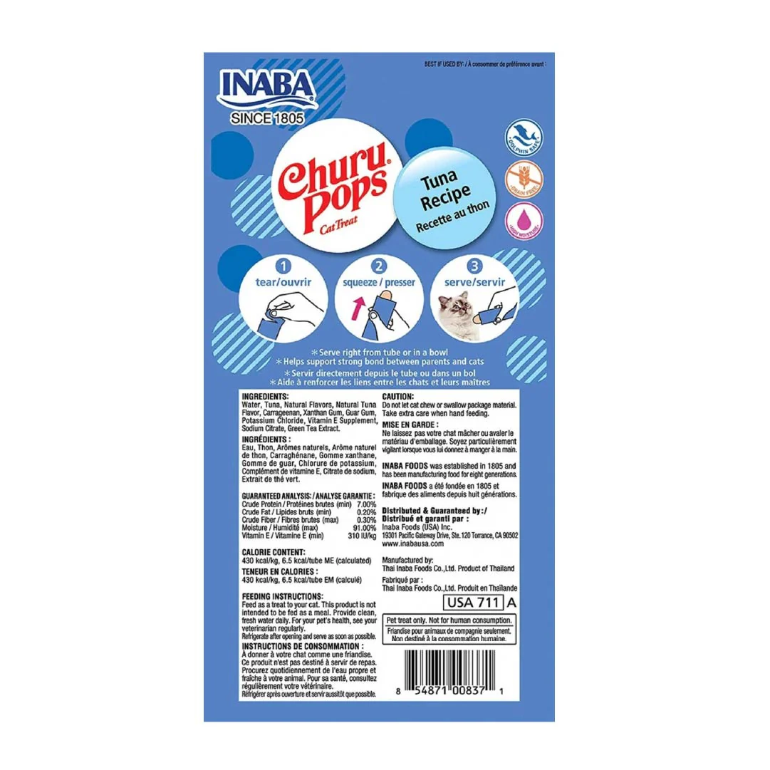 Churu Hairball Caja con 6 Bolsas (4 Tubos c/u) – Snack Cremoso para Control de Bolas de Pelo