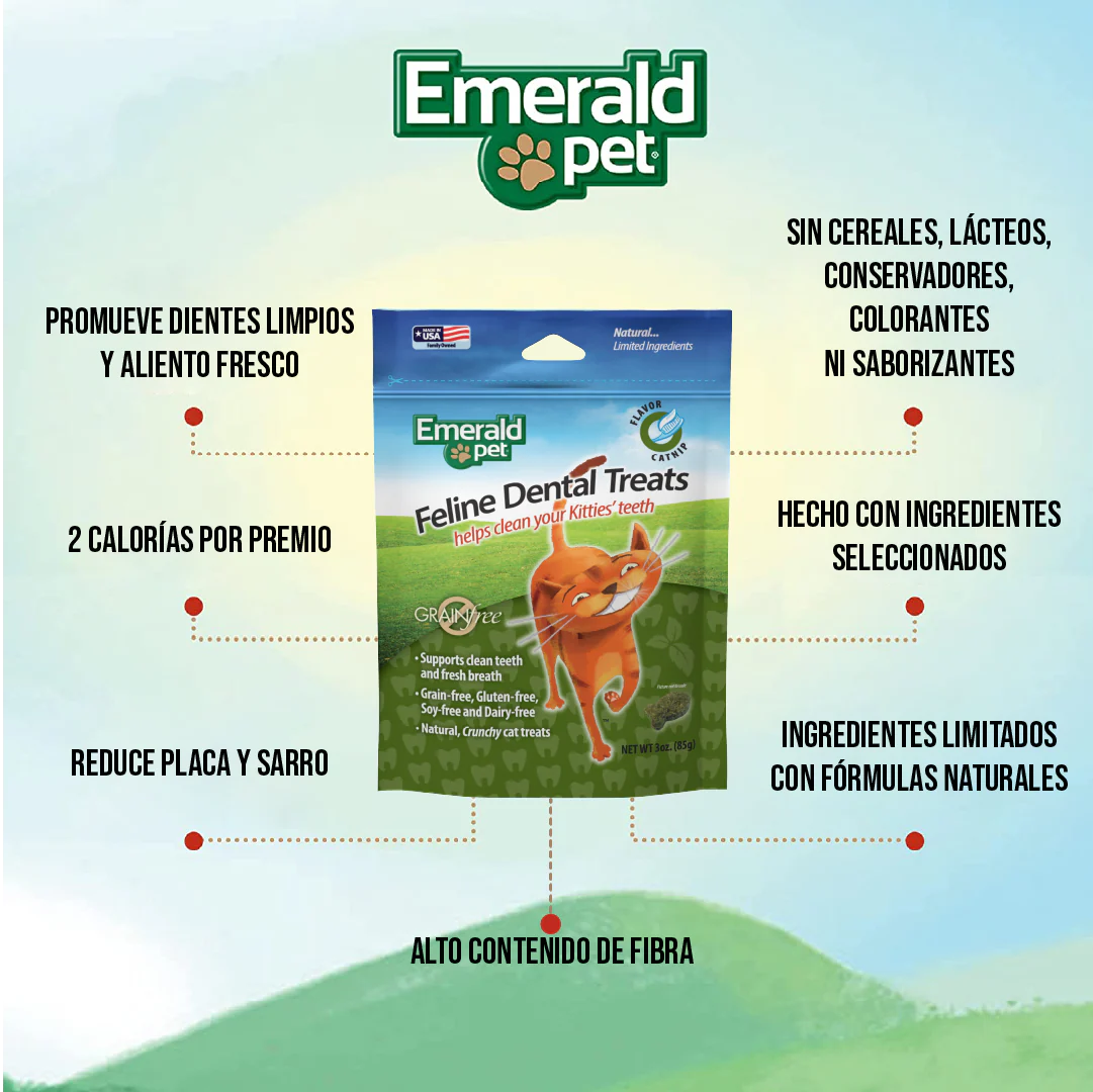 Emerald Pet Dental Treats para Gato Catnip – Fresh Pack 312 g