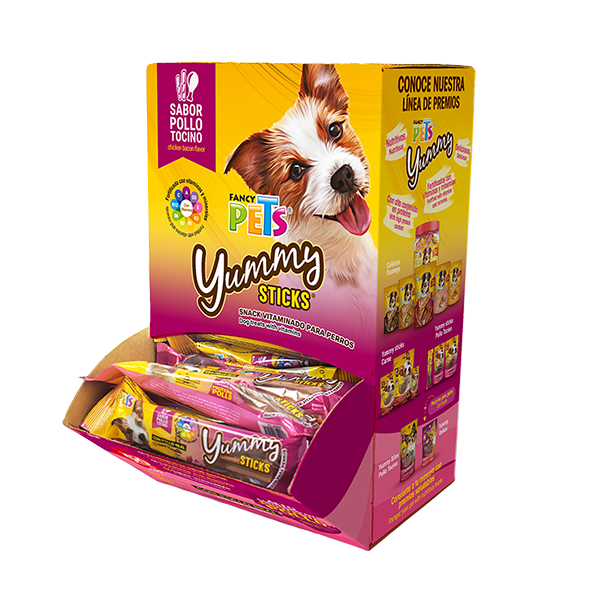 Yummy Sticks Premio para Perro Adulto Sabor Pollo y Tocino 1 kg 50 Pz