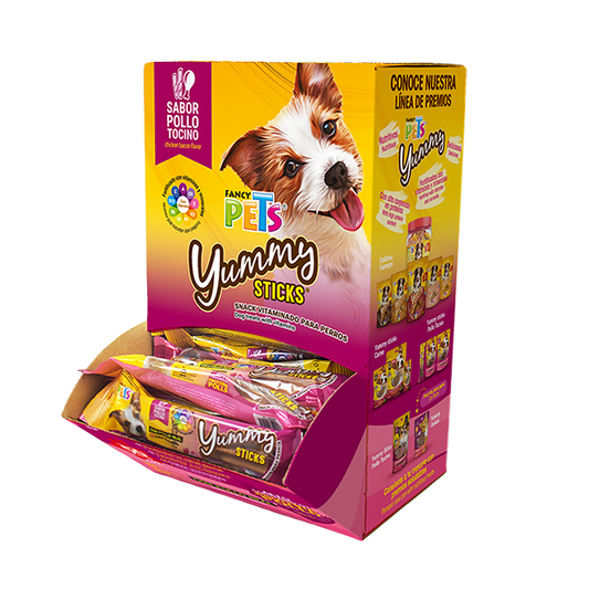 Yummy Sticks Premio para Perro Adulto Sabor Pollo y Tocino 1 kg 50 Pz