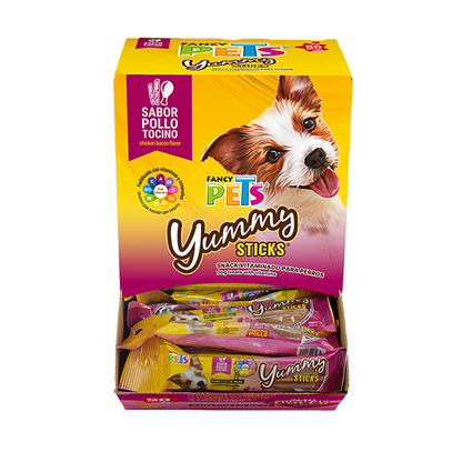 Yummy Sticks Premio para Perro Adulto Sabor Pollo y Tocino 1 kg 50 Pz