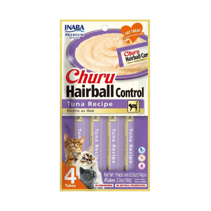 Churu Hairball Caja con 6 Bolsas (4 Tubos c/u) – Snack para Gatos Control Bolas de Pelo