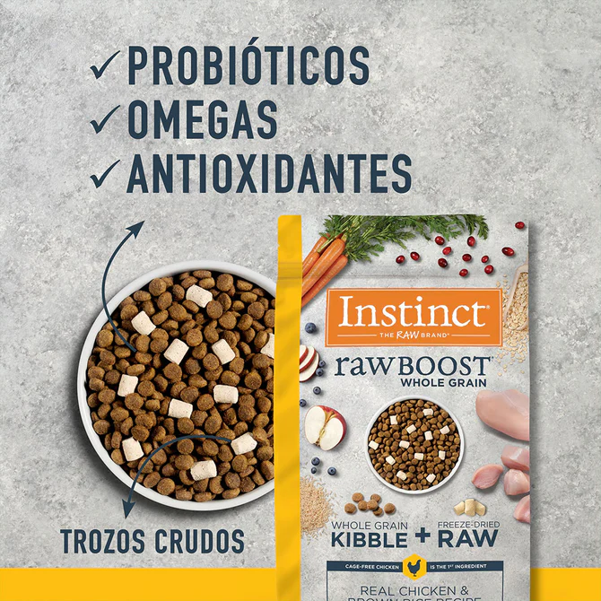 Instinct Raw Boost Pollo Granos Arroz Integral Perro Adulto