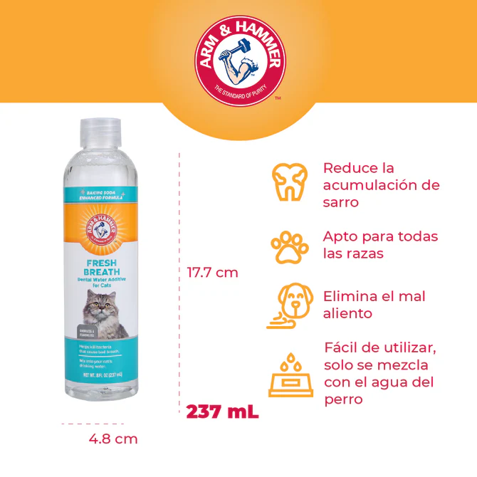 Arm & Hammer Enjuague Dental para Gato – Control de Placa y Mal Aliento 237 ml