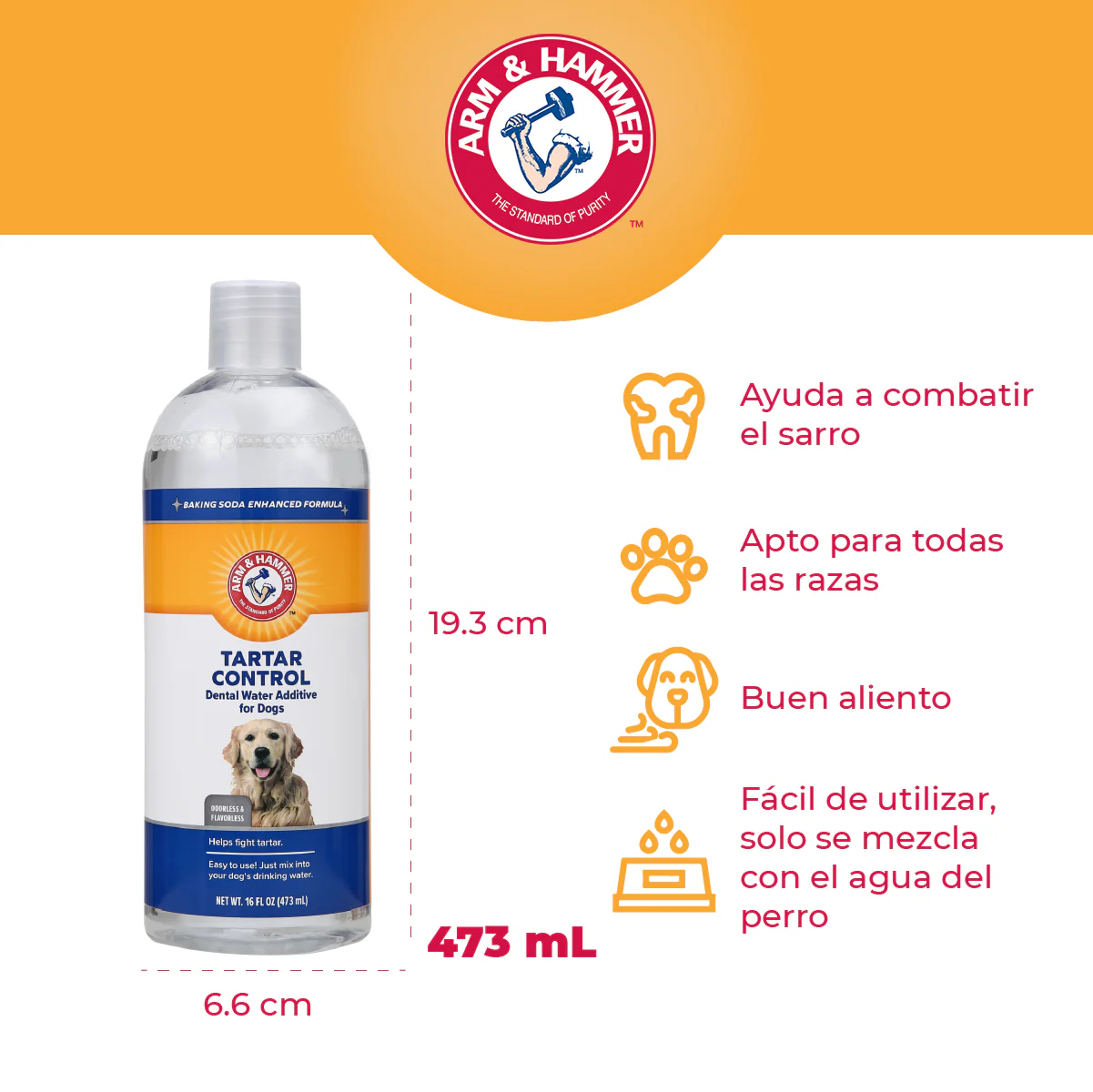 Arm & Hammer Enjuague Dental para Perro – Control de Placa y Mal Aliento 473 ml