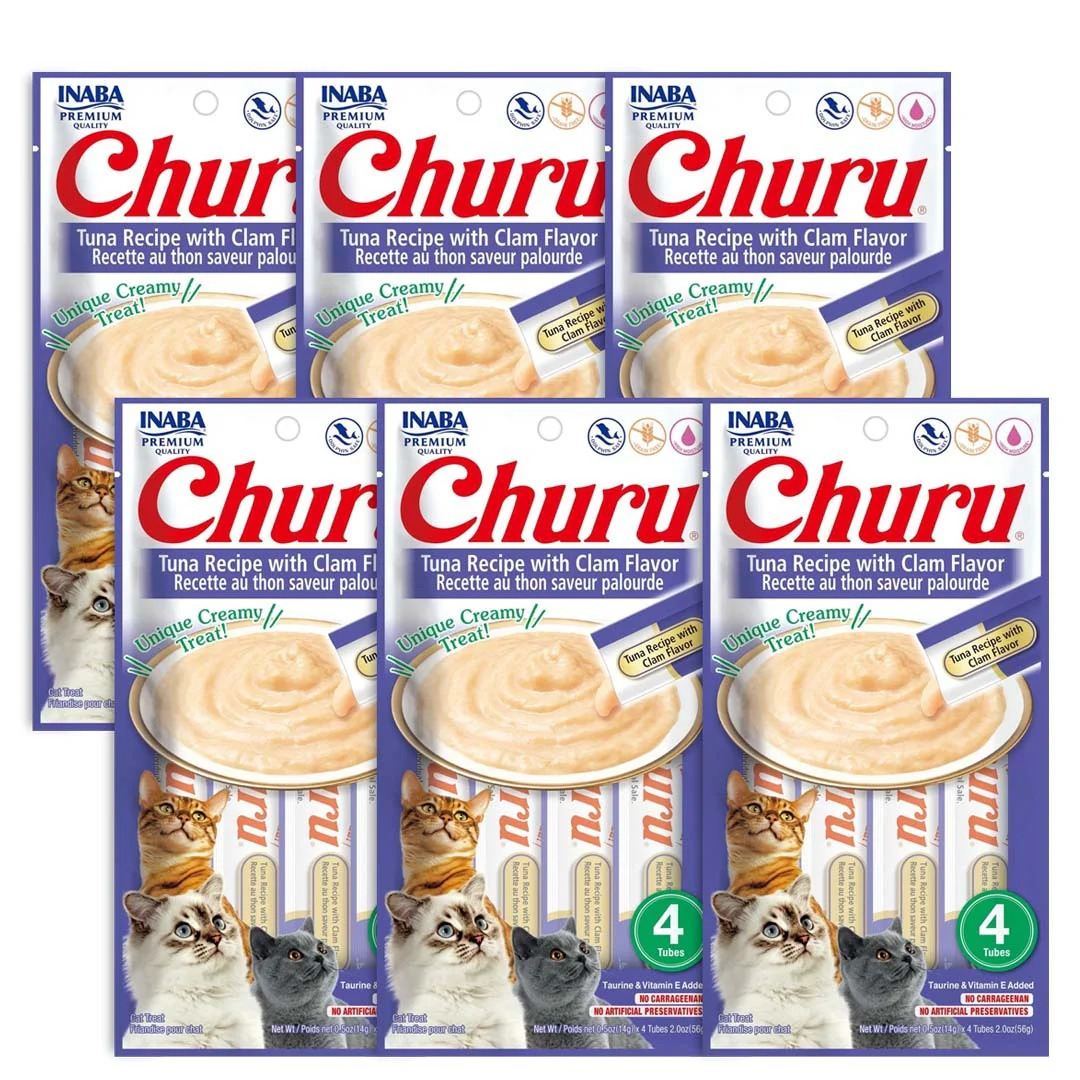 Churu Tuna with Clam – Caja con 6 Bolsas (4 Tubos c/u)