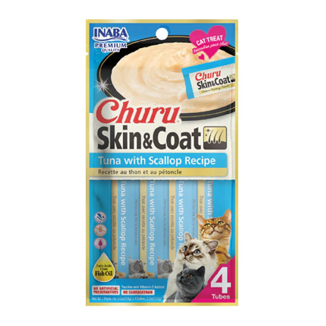 Churu Skin & Coat Tuna with Scallop – Caja con 6 Bolsas