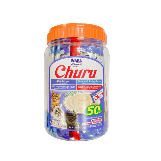 Inaba Churu Bote 50 Piezas Mix Vieira y Almeja – Snack Cremoso para Gato