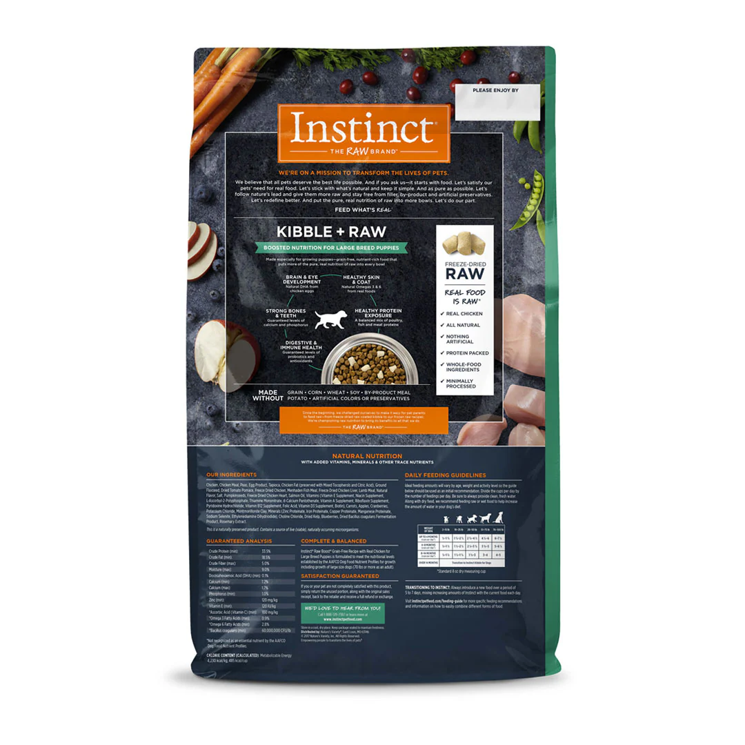 Alimento Instinct Raw Boost Pollo Cachorro Raza Grande 20 Lb