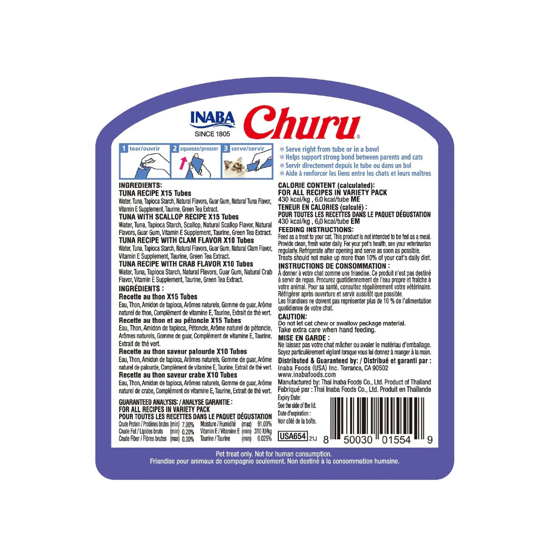 Inaba Churu Bote 50 Piezas Mix Vieira y Almeja – Snack Cremoso para Gato