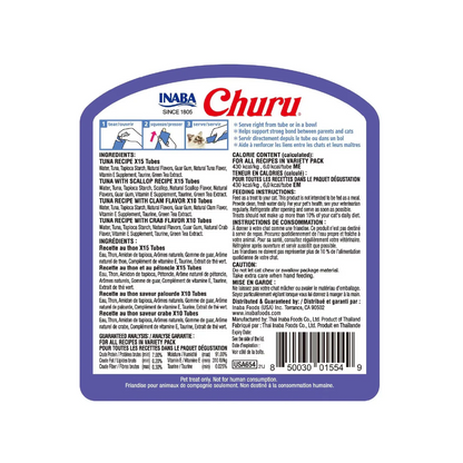 Inaba Churu Bote de Premios Cremosos Naturales para Gato Todas las Etapas de Vida Recetas Varias de Atún, 50 Sticks